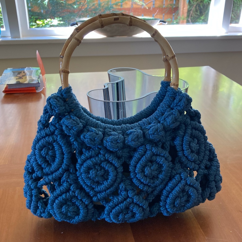 Macrame Purse with Bamboo Handle, Handmade in New Mexico